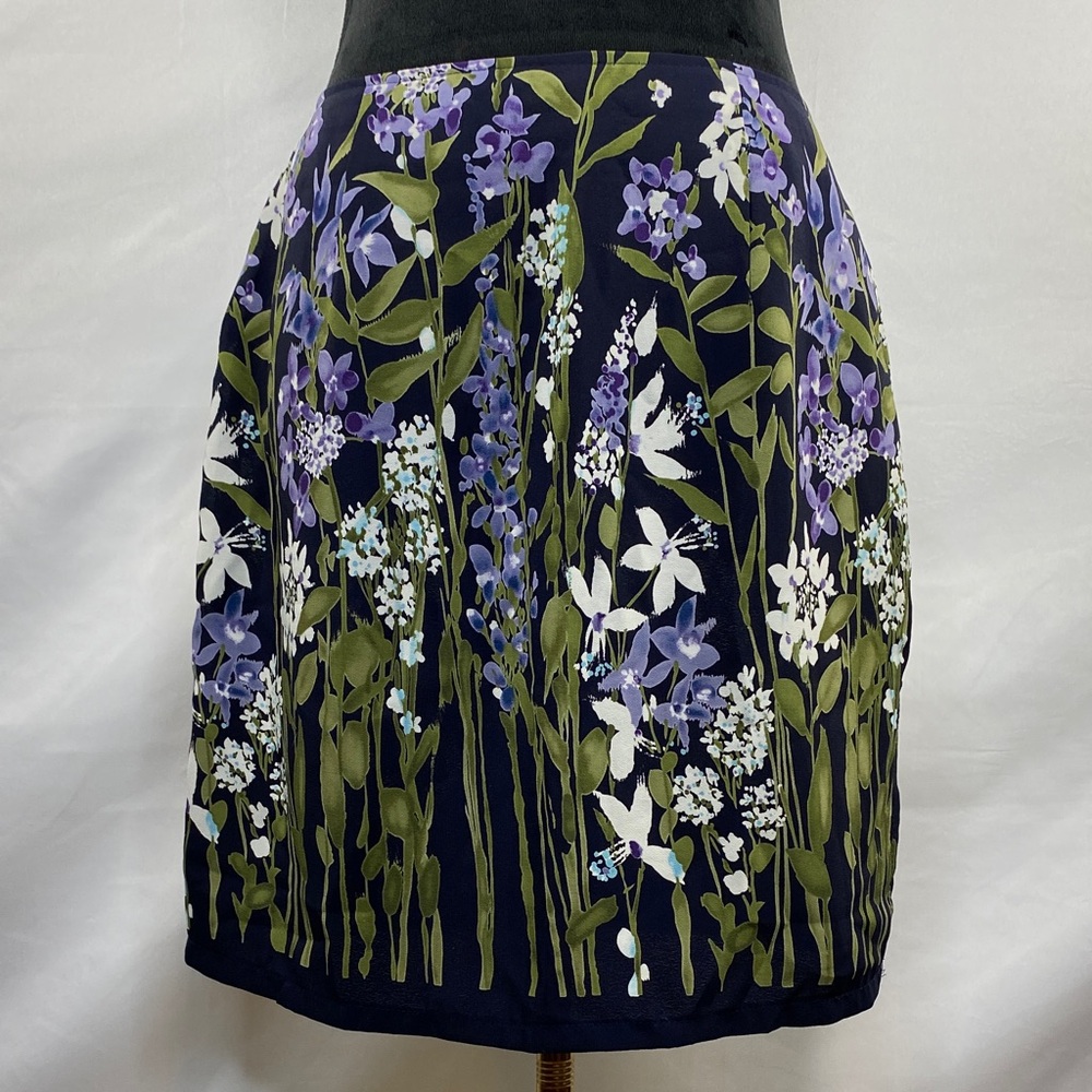 Vintage Star City Wildflower Print Navy Blue Mini Skirt Unlined Made in the USA